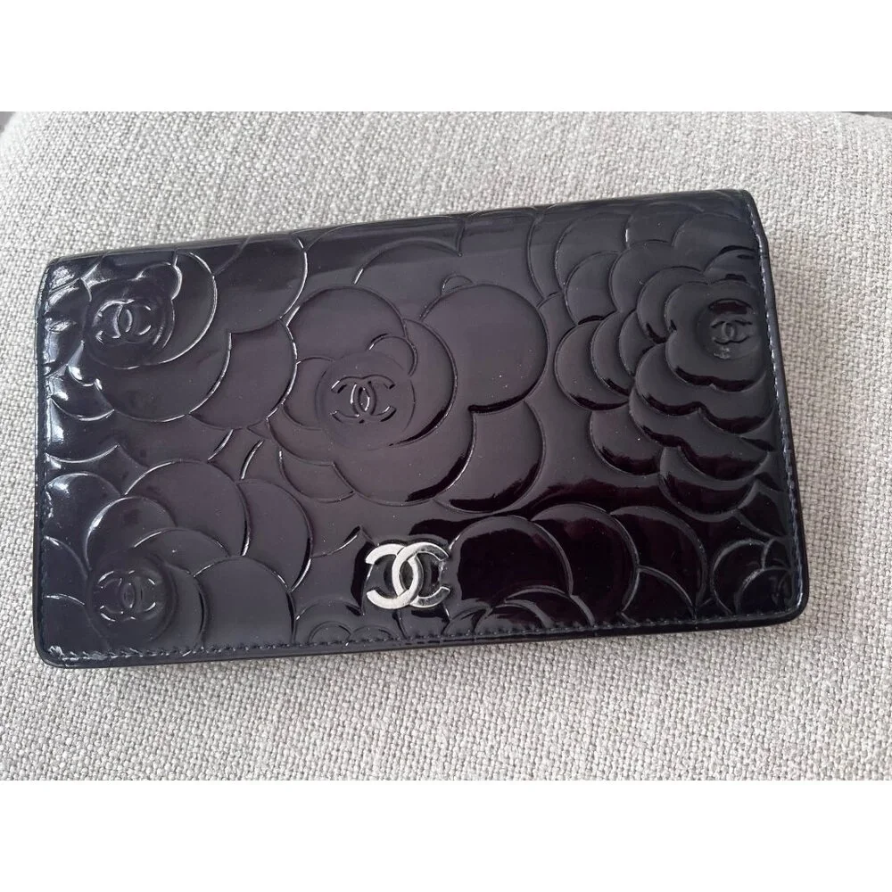 Chanel Patent Leather Camellia Wallet